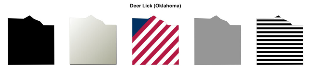 Fototapeta premium Deer Lick (Oklahoma) blank outline map set