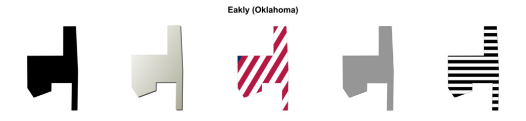 Fototapeta premium Eakly (Oklahoma) blank outline map set