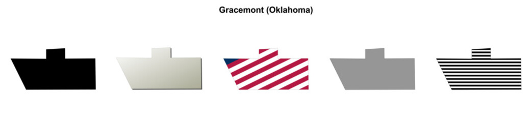 Fototapeta premium Gracemont (Oklahoma) blank outline map set