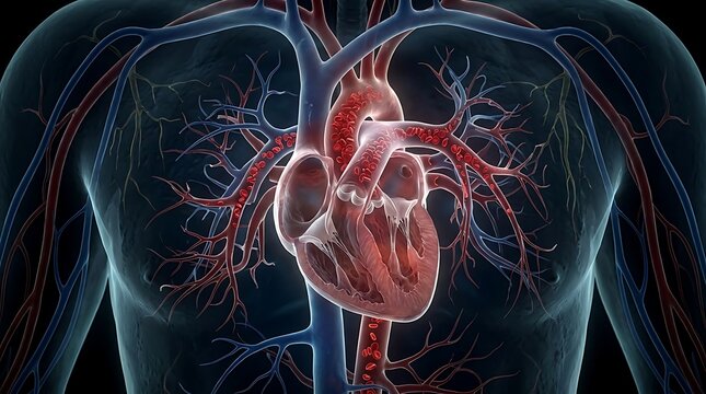 Human heart and circulatory system anatomy