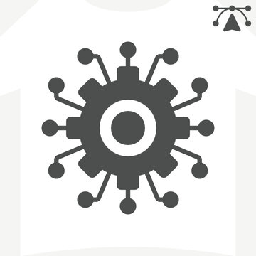 View system data solid icon, navigate information concept. Vector graphics. Settings, cogwheel sign and editable stroke, glyph style icon for mobile or web design.