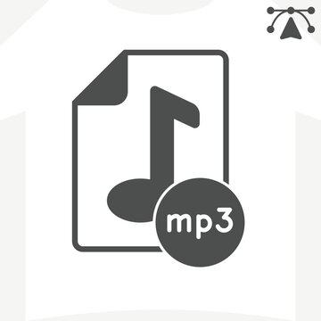 Musical note file solid icon, digital media concept. Vector graphics. Music and melodies, mp3 sign and editable stroke, glyph style icon for mobile or web design.