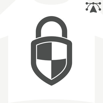 Protection shortcut solid icon, system safety concept. Vector graphics. Threat and danger warning, shield sign and editable stroke, glyph style icon for mobile or web design.