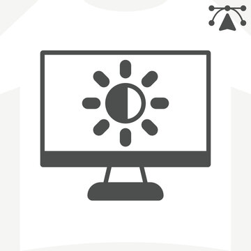 Monitor brightness solid icon, settings concept. Vector graphics. Screen brightness level sign and editable stroke, glyph style icon for mobile or web design.