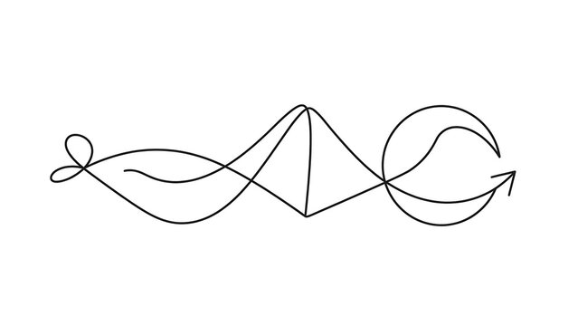 Abstract wave and circle line art white background.