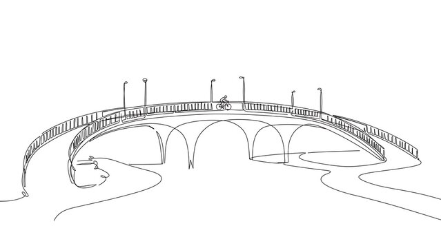 Arch bridge line drawing on white background.