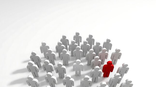 Red figure standing out from white crowd symbolizing whistleblower