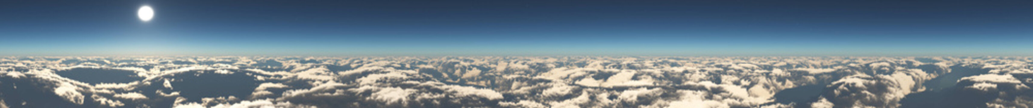 Beautiful landscape of clouds at sunrise top view, clouds under the setting sun, clouds panorama, 3d rendering