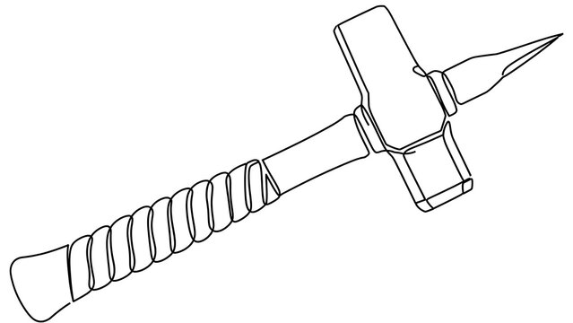Black and white hammer illustration white background.