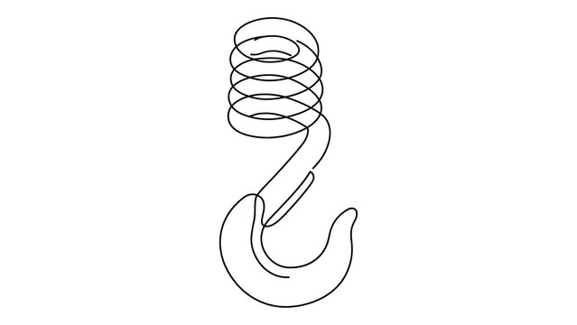 Black and white hook illustration on white background.