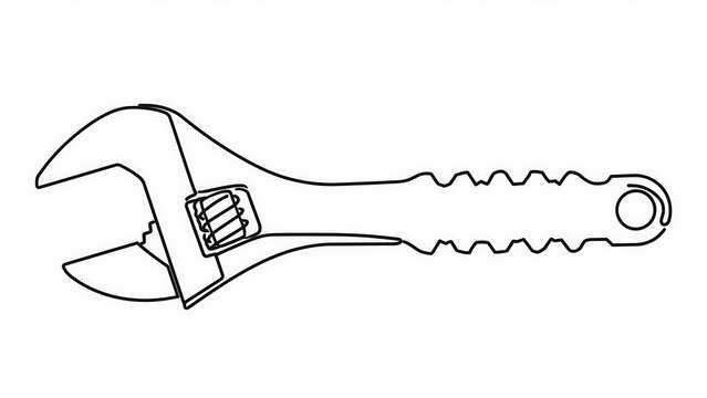 Adjustable wrench illustration on white background.