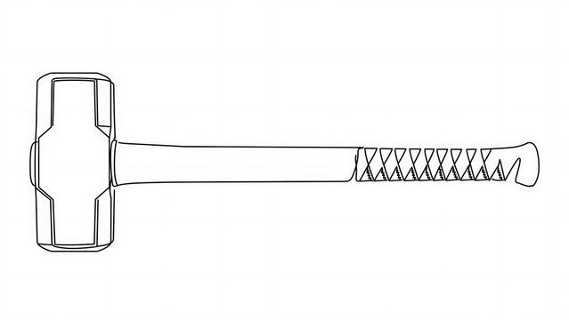 Black and white sledgehammer illustration white background.