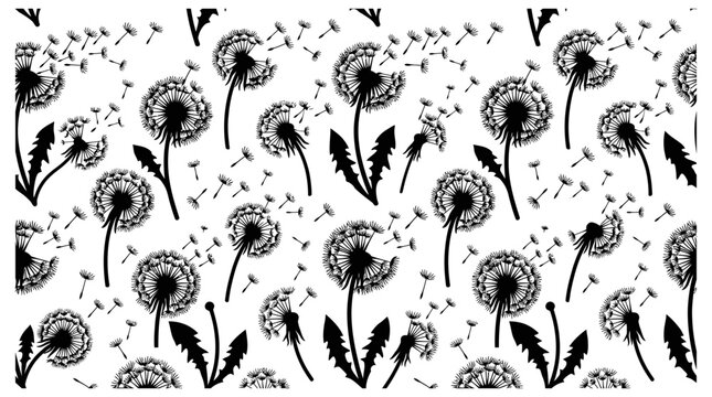dandelion seamless pattern with blowing seeds an elegant graphic resource ideal for natural design backgrounds and fabric prints.