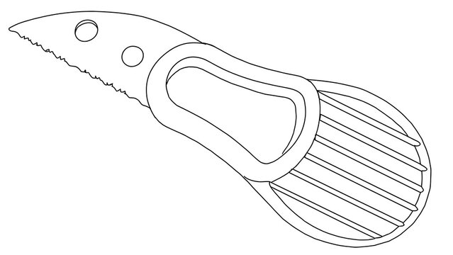 Avocado slicer tool on white background.