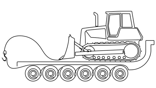 Bulldozer with blade on white background.