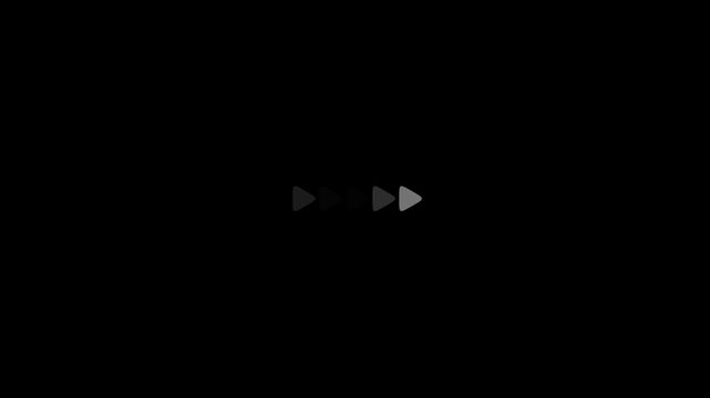 Fast forward white symbols icon symbol animation on black background. Fast forward sign moving forward