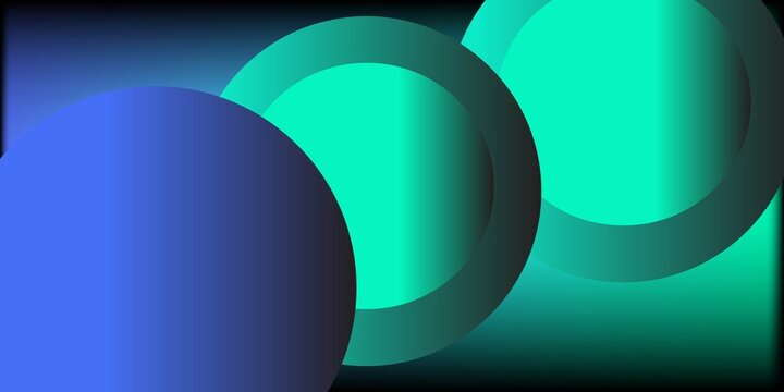 Abstract vector illustration featuring two overlapping gradient circles in teal and blue on a dark background  creating a dynamic and modern visual effect. Desktop wallpaper background.