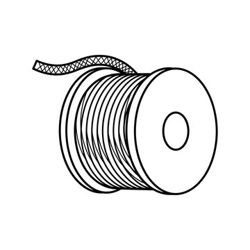 Black and white line drawing of a spool of electrical wire.