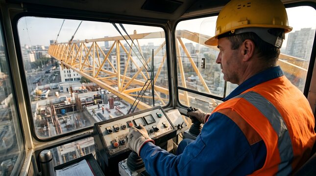 a worker operating a crane