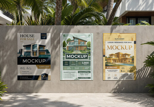 Three Posters Tropical Modern Mockup