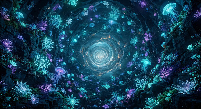 アビス・ルミナリー・ガーデン：深海の静寂と発光生物が紡ぐ光の庭園 / Abyss Luminary Garden: The Garden of Light Spun by Deep-Sea Silence and Bioluminescent Life