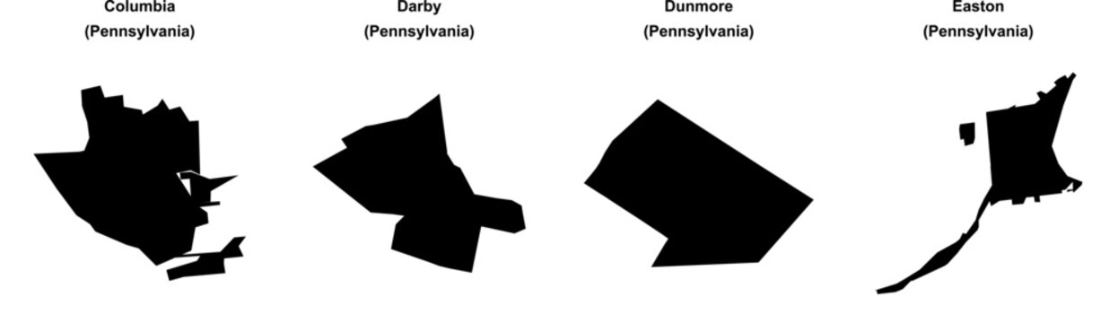 Columbia, Darby, Dunmore, Easton outline maps