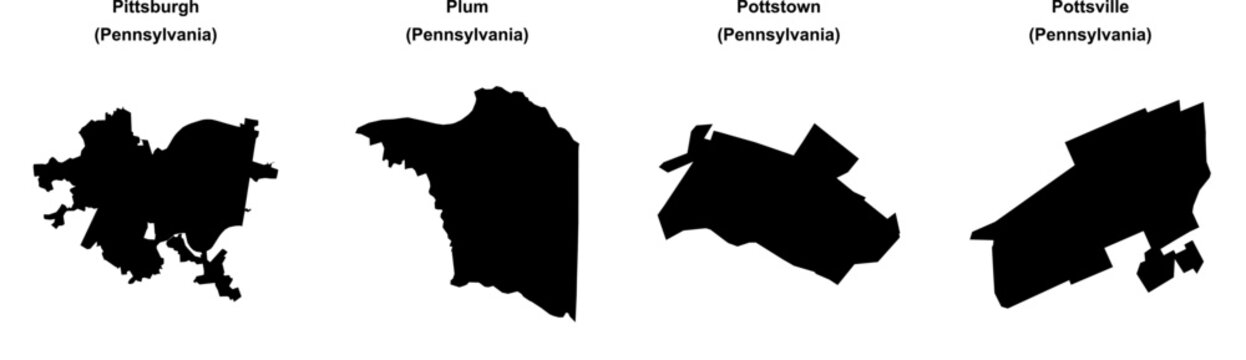 Pittsburgh, Plum, Pottstown, Pottsville outline maps