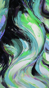 Closeup of a painting by oil and palette knife. Highly-textured, high quality details. Fragment of multicolored texture painting. Abstract art background. oil on canvas. Rough brushstrokes of paint.