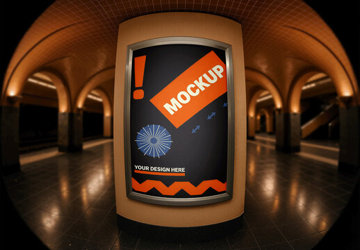 Poster Arched Subway Fisheye Lens Mockup