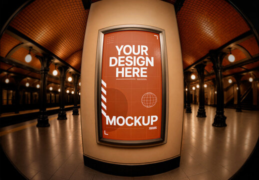 Poster Historic Subway Fisheye Lens Mockup