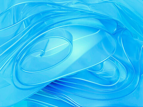 Abstract blue digital artwork with smooth and flowing curved shapes