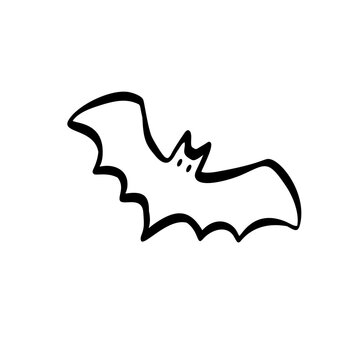 Minimalist black bat silhouette on white background for halloween themes