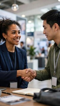 Business Handshake Across Table During Corporate Meeting