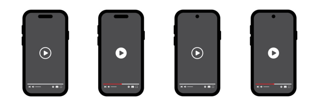 Video player on phone screen template icon. Multimedia player template icon, vector illustration