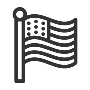 American flag line icon, USA national symbol. Outline vector illustration.