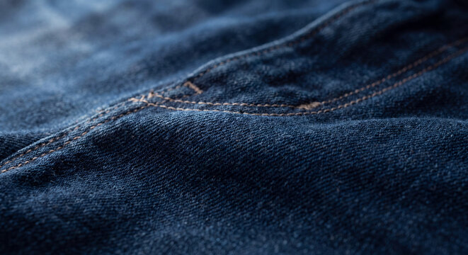 Close-up detail of vintage denim texture with worn fabric and frayed edges