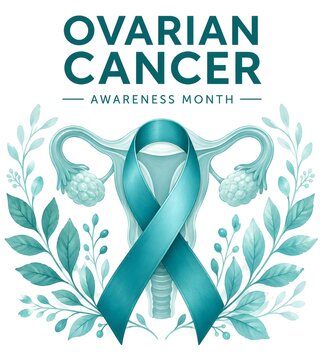 Ovarian cancer awareness month ribbon illustration
