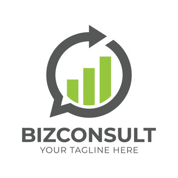 Business Consulting Growth Logo with Analytics Chart and Circular Arrow Vector Illustration