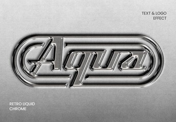 Retro Fluid Chrome Text Logo Effect For Poster And Branding Design