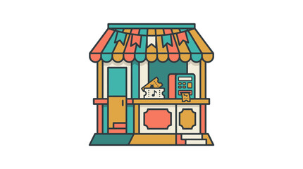 Naklejka premium Colorful Cartoon Food Stall or Kiosk Illustration.