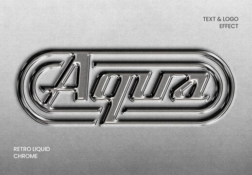 Retro Fluid Chrome Text Logo Effect For Poster And Branding Design