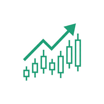 Stock market candlestick chart flat vector icon for trading and investment
