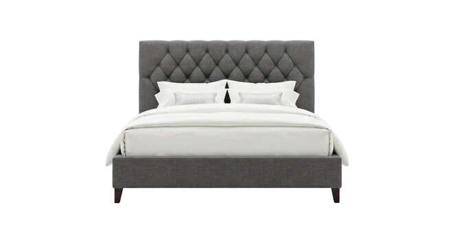 Modern tufted grey upholstered bed