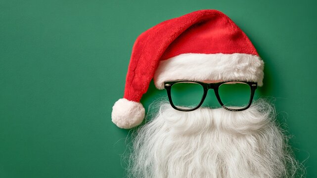 Merry Christmas xmas or other celebration holiday greeting card - Santa claus or saint nicholas, isolated on green background
