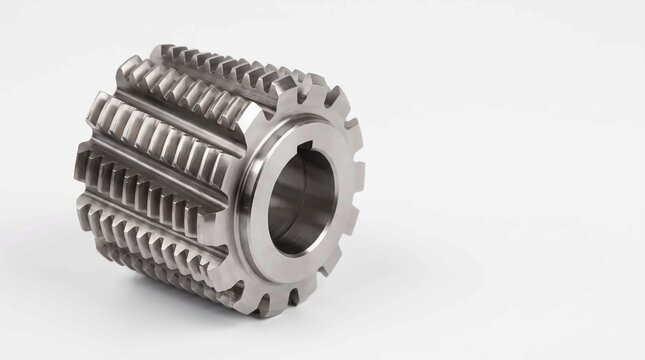 Industrial metal gear hobbing tool featuring sharp cutting teeth and precision engineering design for milling machines in a modern factory