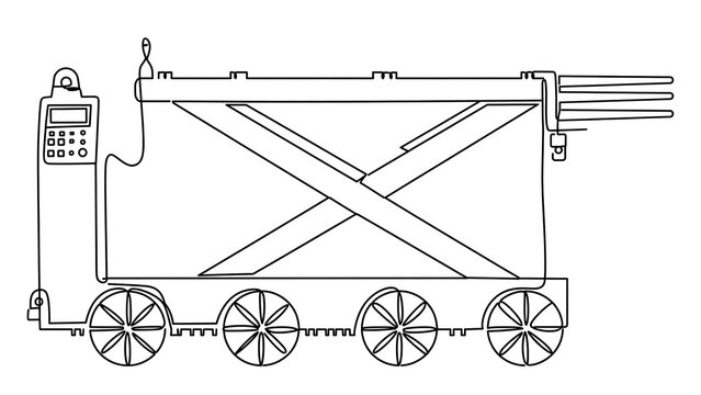 Industrial railway cart with device white background.