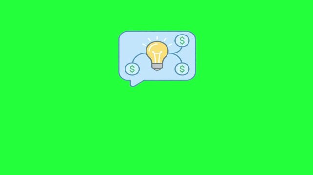 Animated light bulb idea generation with dollar signs in speech money