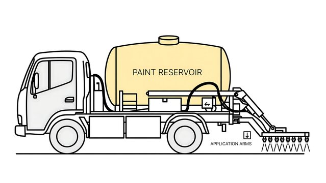 Paint reservoir truck illustration white background.