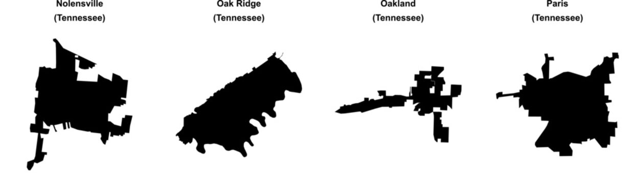 Nolensville, Oak Ridge, Oakland, Paris outline maps