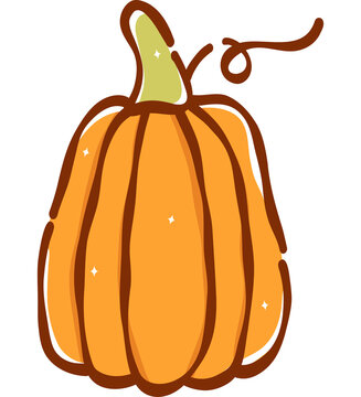 Tall Oval Orange Pumpkin Vector Illustration for Autumn Festival and Thanksgiving Graphics